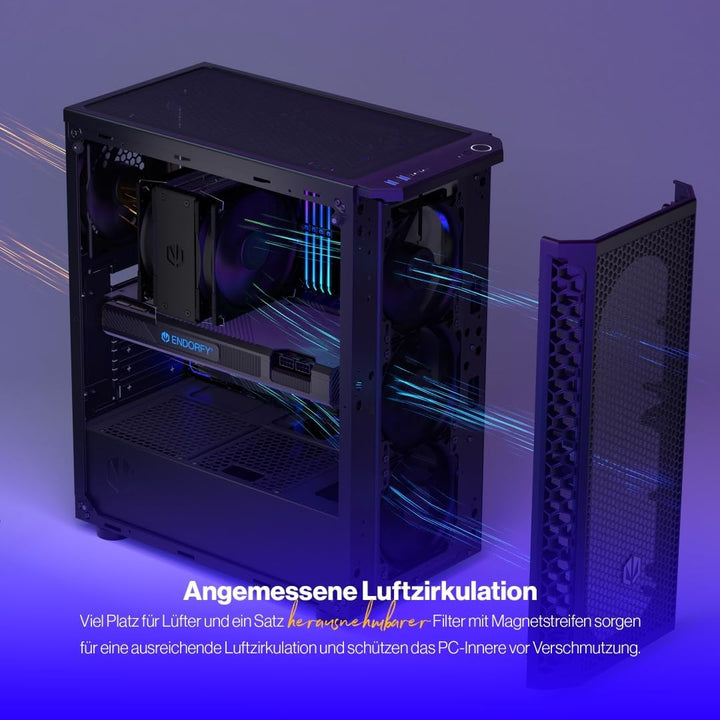 ENDORFY Signum 300 Air, ATX PC-Gehäuse, Mesh-Frontplatte, gehärtetes Glas-Seitenteil, 4x120mm PWM-Lü