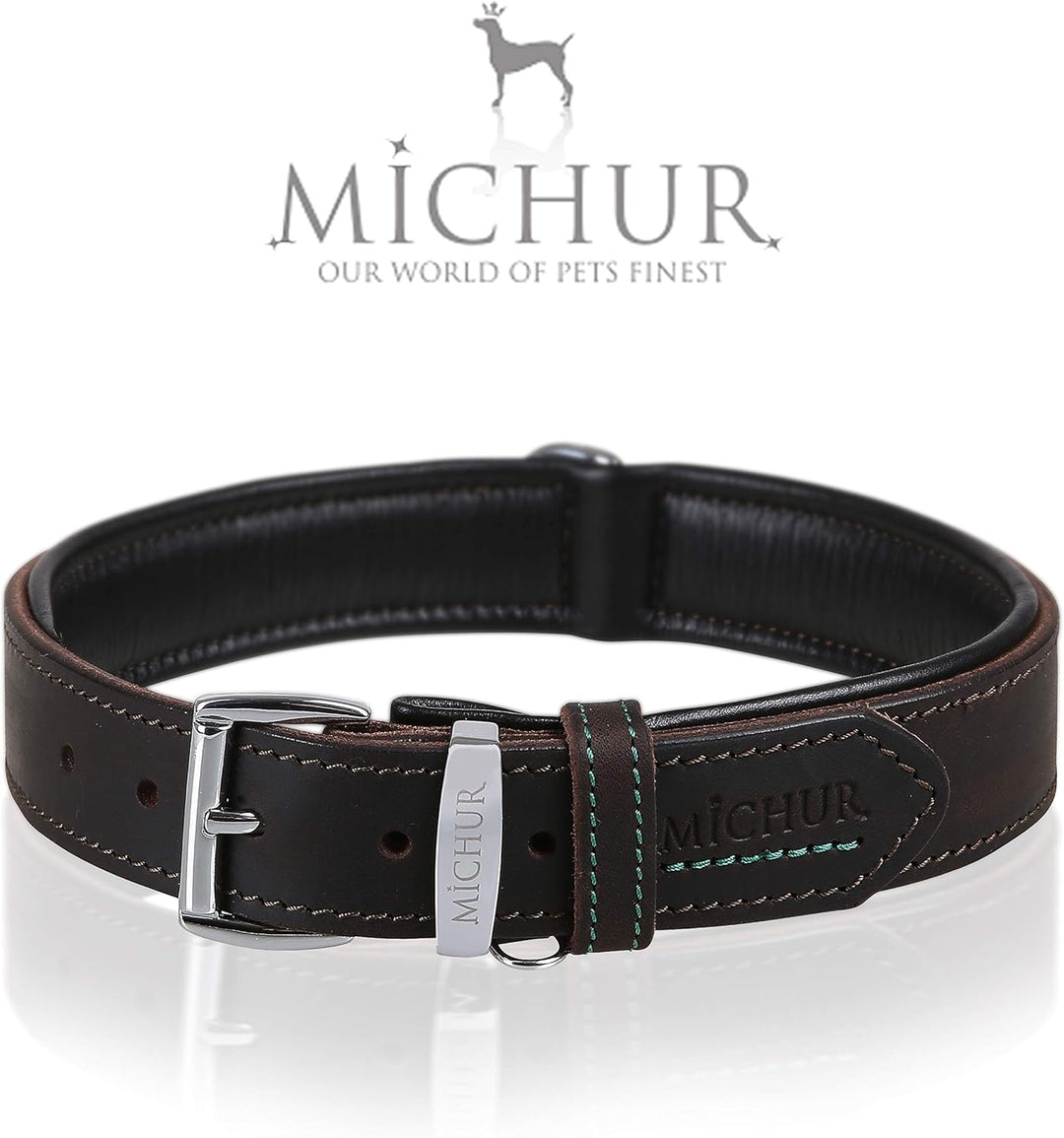 MICHUR Oleo Hundehalsband Leder, Lederhalsband Hund, Halsband, Braun, Leder, in verschiedenen Grösse
