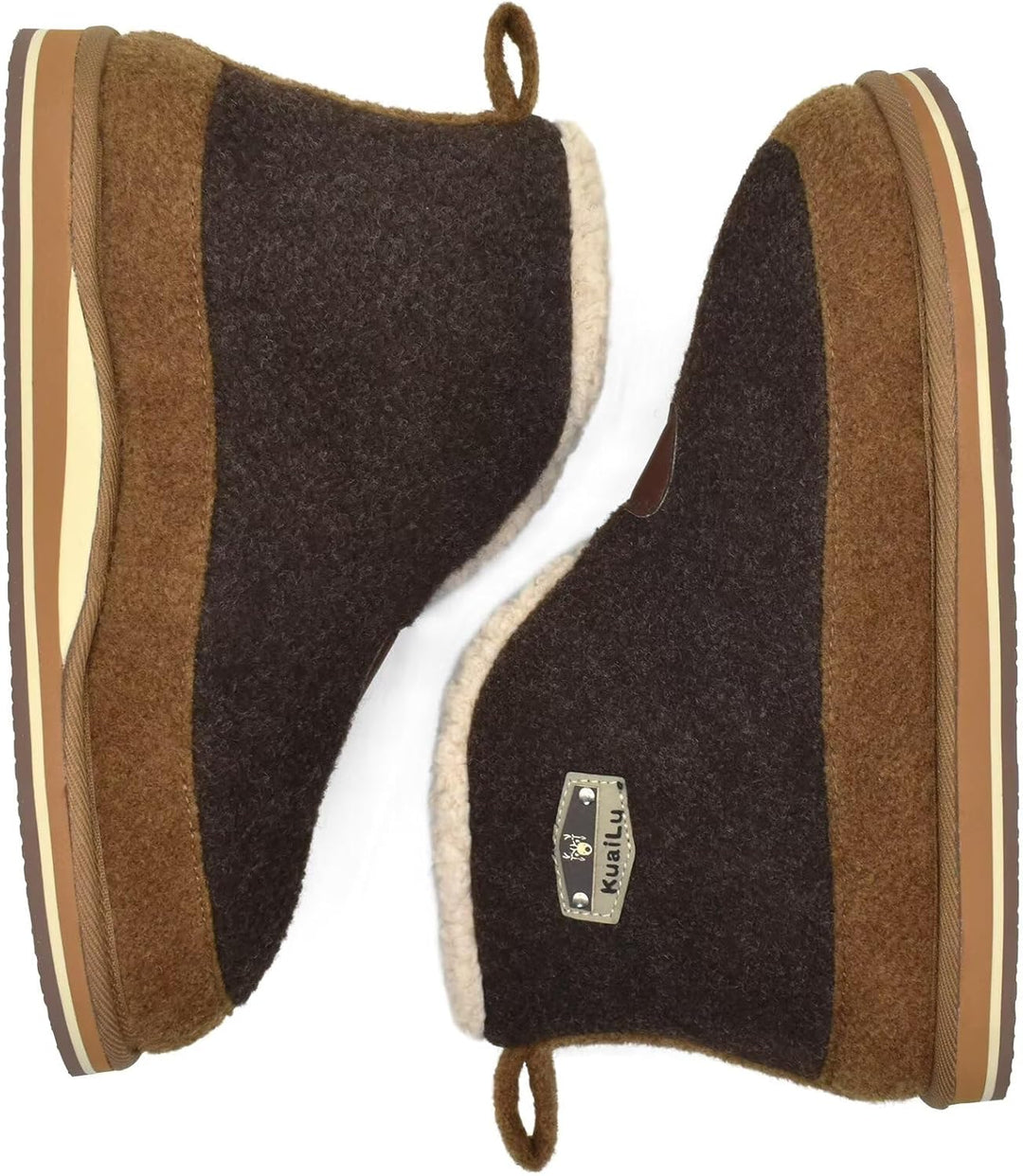 KuaiLu Hausschuhe Boots Herren Winter Filz Hausstiefel Warm Plüsch Flauschige Fell Hüttenschuhe Kusc