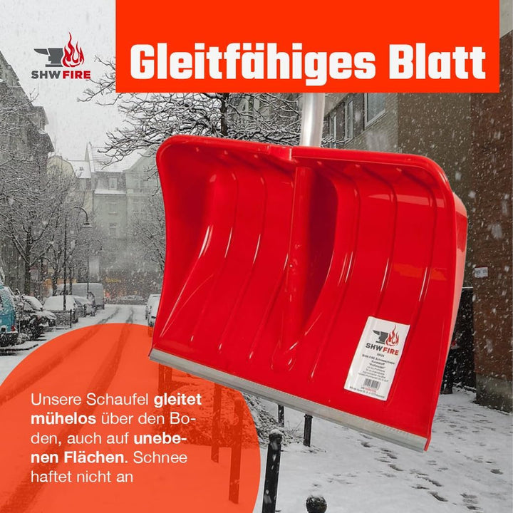 Ergonomischer Schneeschieber 55 cm, Schaufel aus verstärktem Kunststoff, Aluminium-Schutzkante, Abne