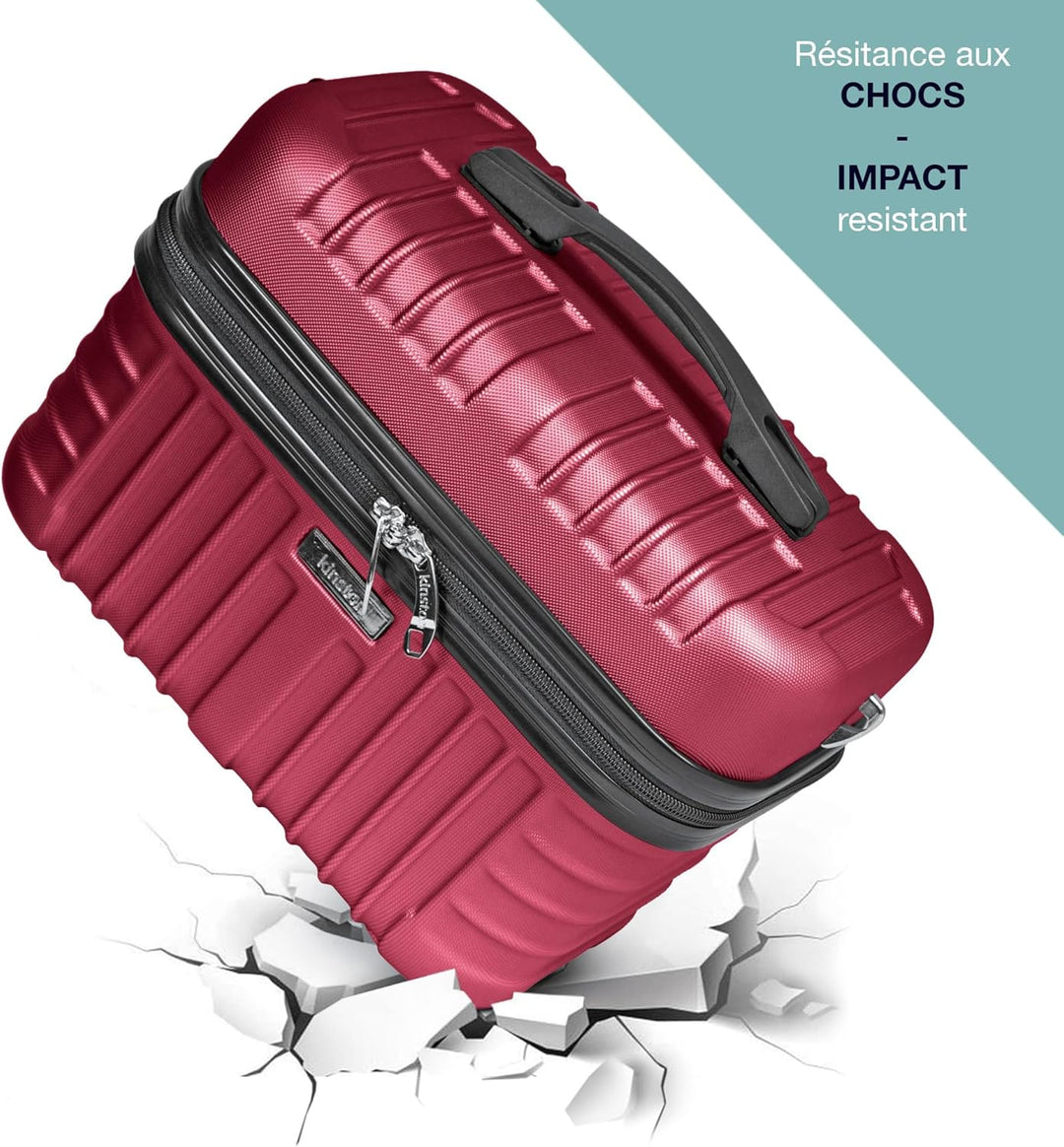 KINSTON Vanity Case Hartschale mit Schulterriemen – Kulturbeutel Reise Kosmetik – Hartschale mit Gri