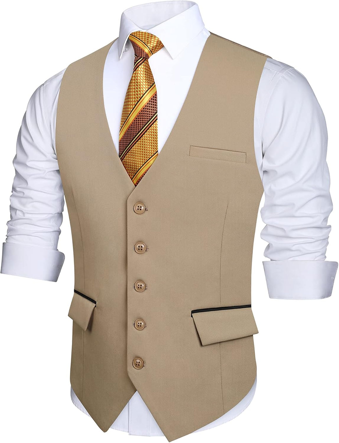 HISDERN Anzugweste für Herren Elegant Hochzeit Weste Klassische Einfarbig Casual Businessweste Forme