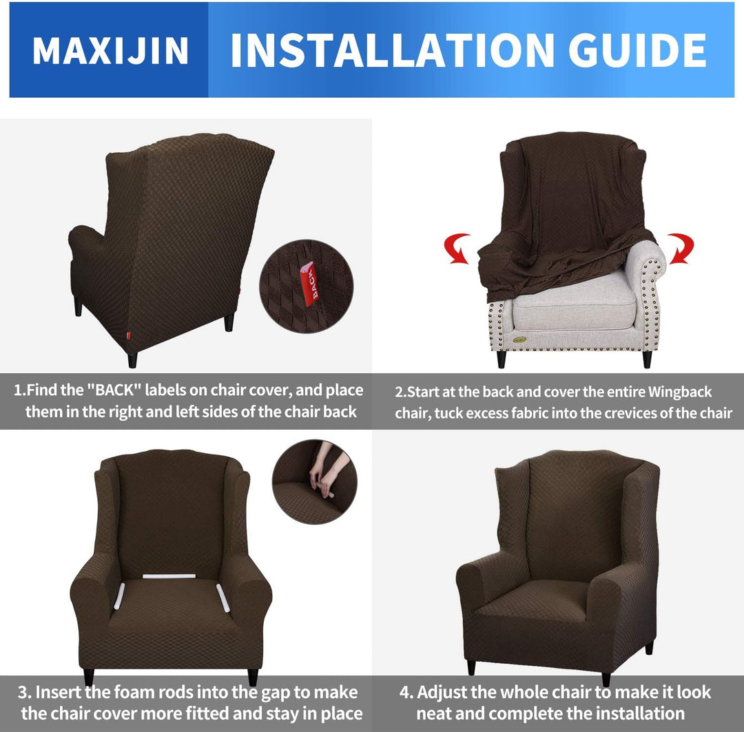 MAXIJIN Elastischer Sesselbezug mit Ohren 1 Stück Jacquard Sofaschutz Kopfstütze Sofabezug Sessel mi
