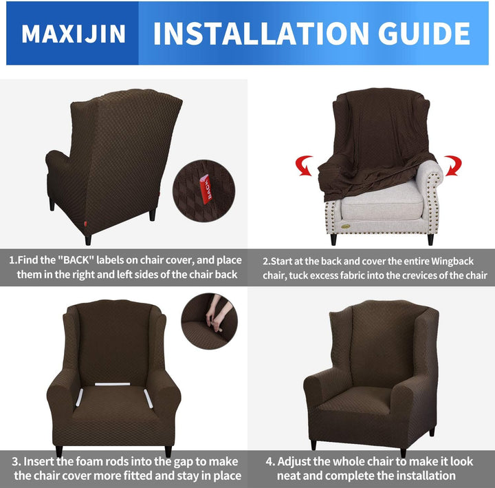 MAXIJIN Elastischer Sesselbezug mit Ohren 1 Stück Jacquard Sofaschutz Kopfstütze Sofabezug Sessel mi