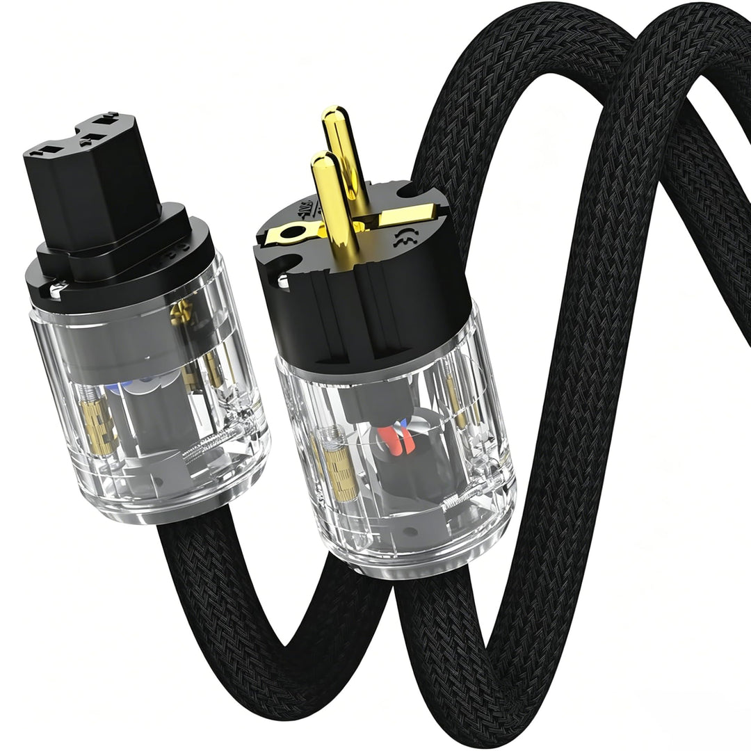 Monosaudio HiFi Stromkabel 17mm 1M/3,3FT Kupfer Abschirmung Kaltgerätekabel 2 polig Hi-End OFC AC Au