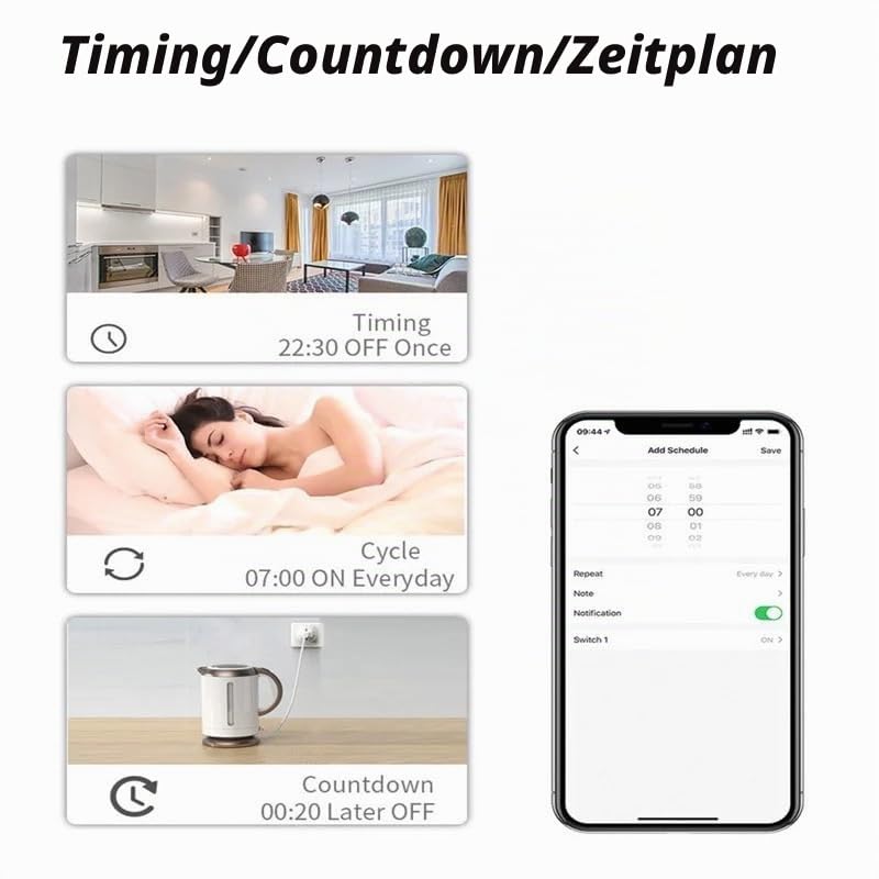 MHCOZY 2 Kanal 5V 85-250V ZigBee Smart Relais Schalter, einstellbare Selbstsperrung und Momentanbetr