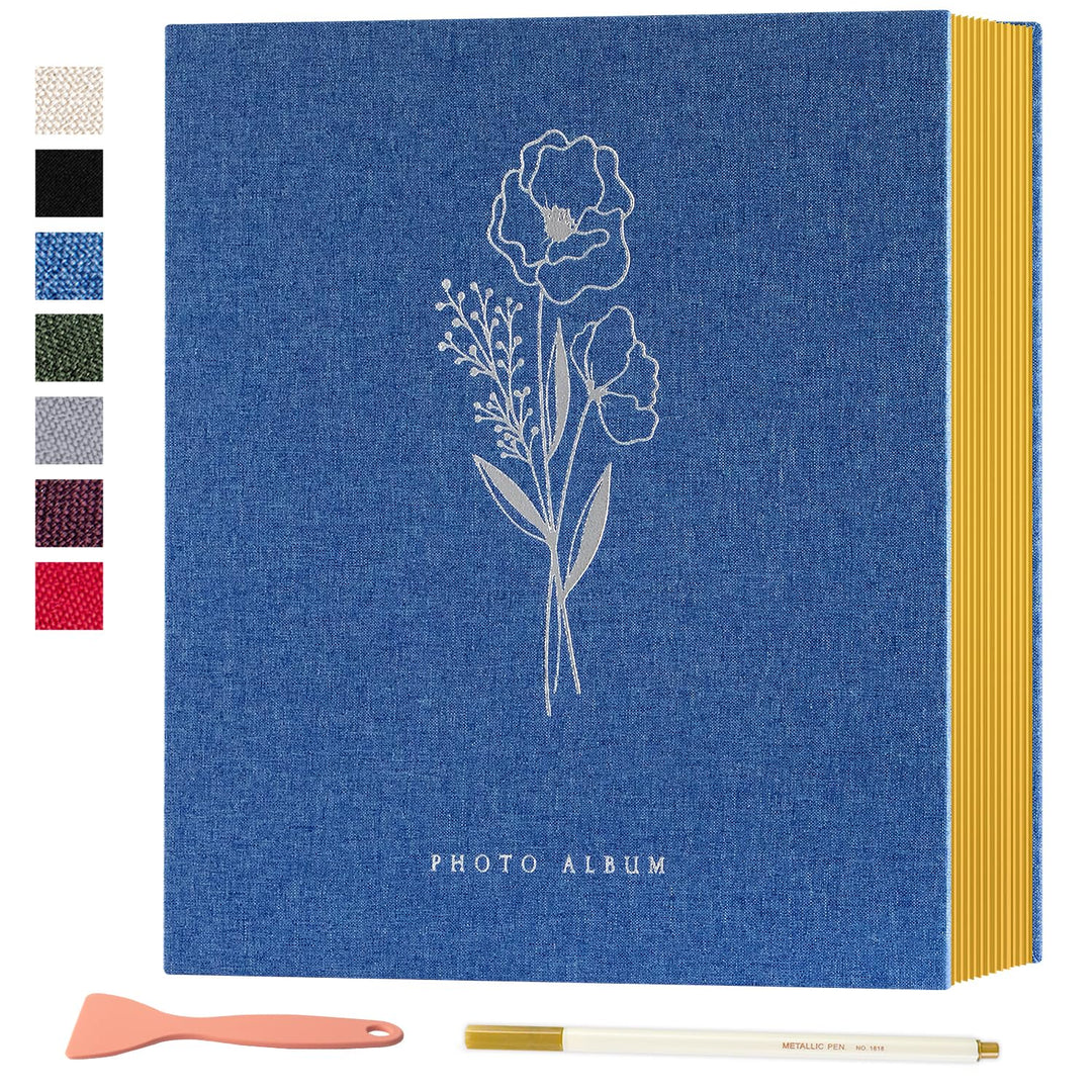 Lanpn Fotoalbum Selbstklebend Einkleben Scrapbook, Leinen Gross Weisse Seiten Fotobuch zum Selbstges