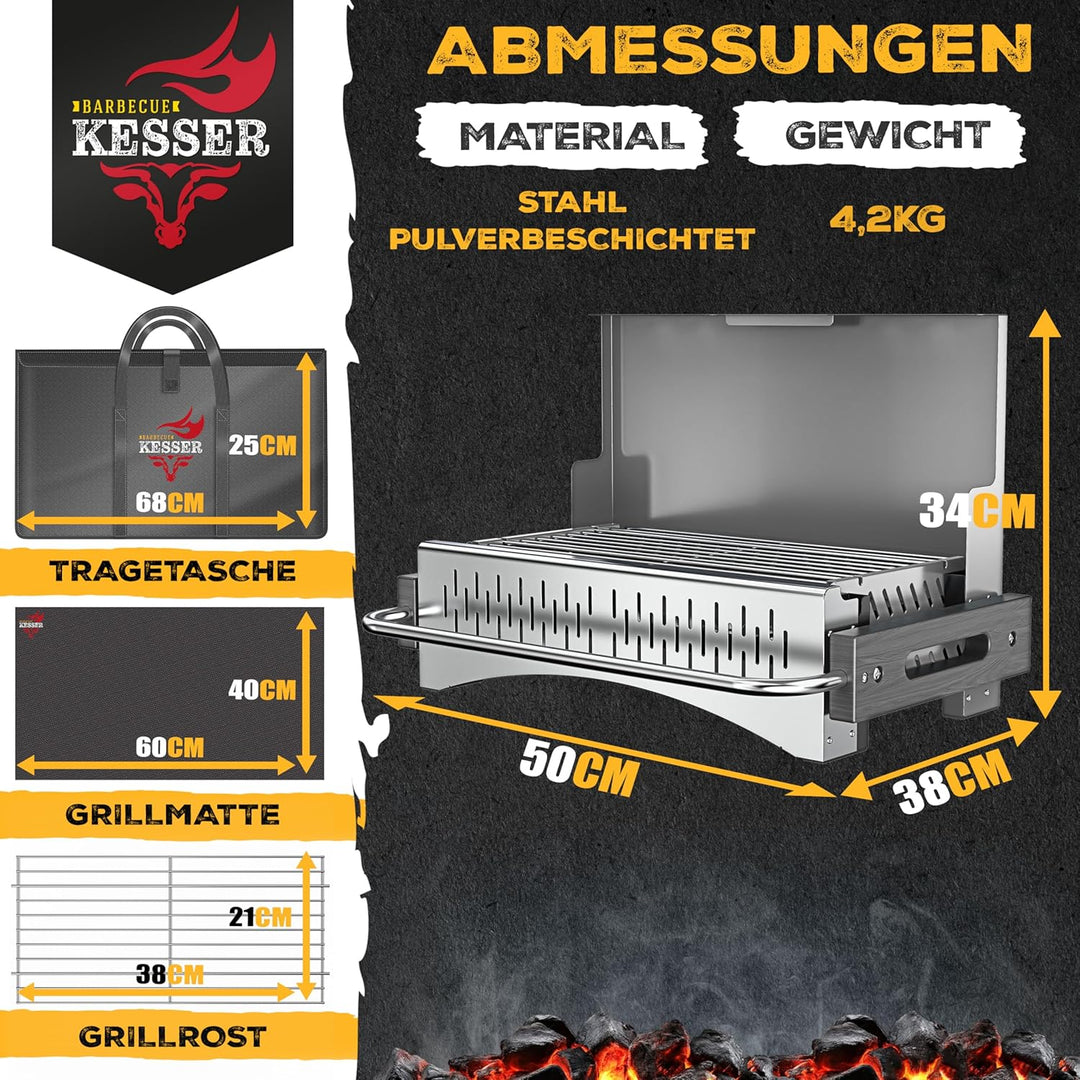 KESSER® Klappgrill tragbarer Camping Grill | Holzkohlegrill aus pulverbeschichtetem Stahl inklusive