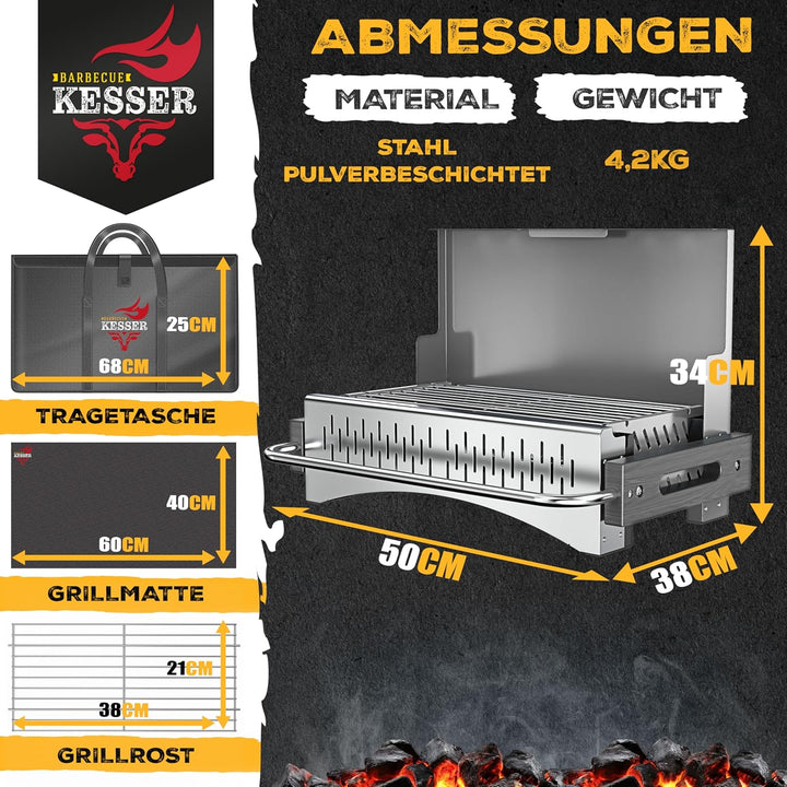 KESSER® Klappgrill tragbarer Camping Grill | Holzkohlegrill aus pulverbeschichtetem Stahl inklusive