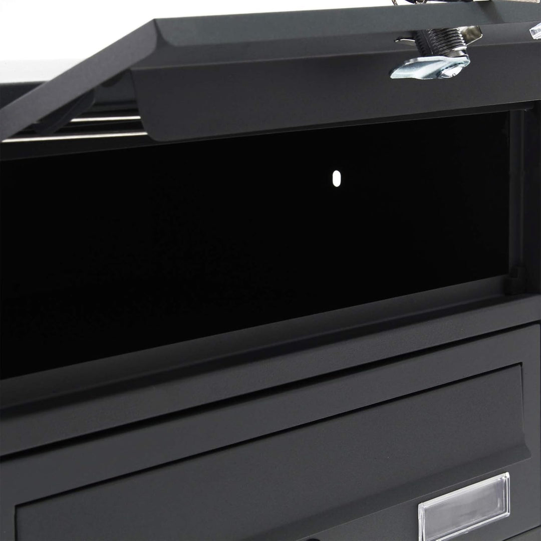 Wiltec 4er Briefkastenanlage Anthrazit 270 x 513 x 1500 mm, Standbriefkasten mit 4 Fächern, Schlüsse