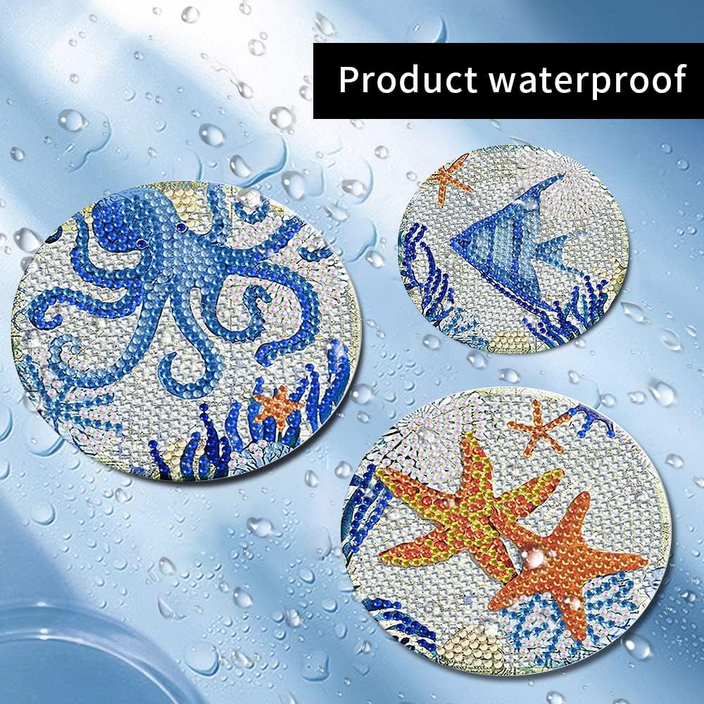 Diamond Painting Untersetzer, DIY Diamant Malerei Glasuntersetzer mit Halter, rutschfest Getränke Un