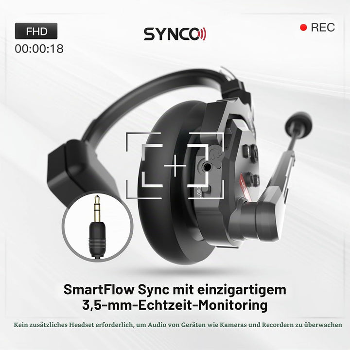 SYNCO XTalk X2 kabelloses Headset Intercom System,2.4 GHz Vollduplex 350 M/1148 FT Echtzeit-Monitori