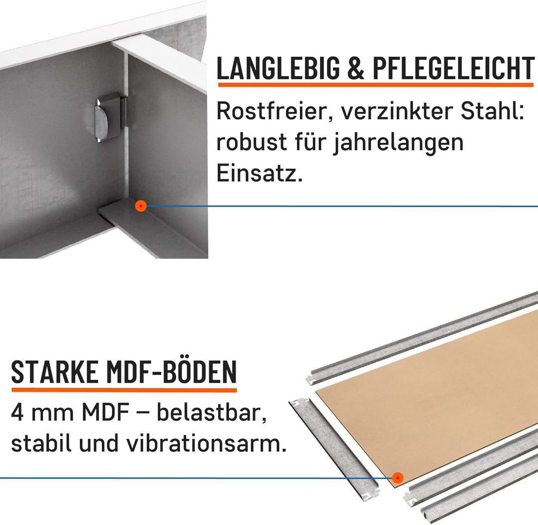 2er-Set 180x60x40 cm Schwerlastregal/Steckregal verzinkt mit 5 MDF-Böden je 175 kg Tragkraft, Metall