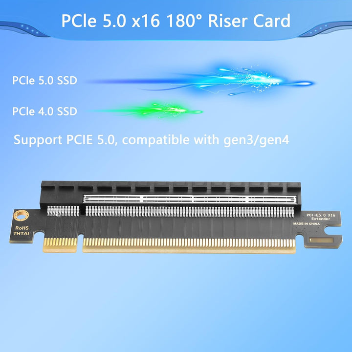 CERRXIAN PCIe 5.0 x16 Riser Card,PCI Express 5.0 16X Extension Slot Protection Test Card,für Compute