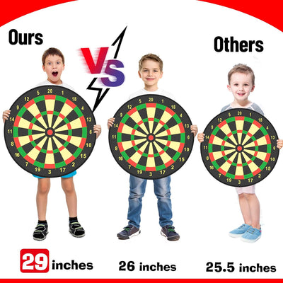 Doloowee 29 Zoll Dartscheibe Kinder 74cm, Kinder Spielzeug Doppelseitige Dartscheibe mit 20 klettbal