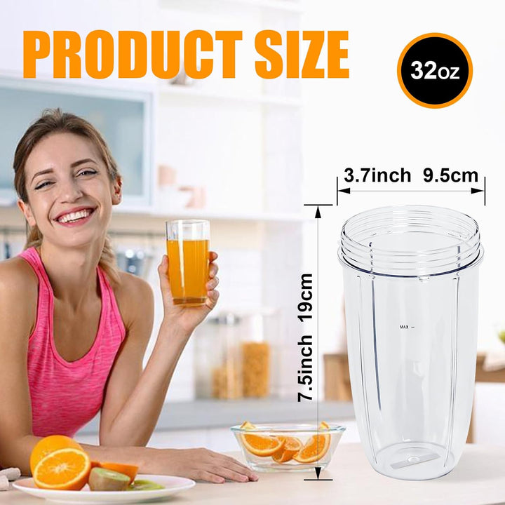 Poweka Ersatzteile Kompatibel mit Nutribullet 600 W/900 W Mixer, 2 Gläser à 32 oz mit Klappdeckel Ko