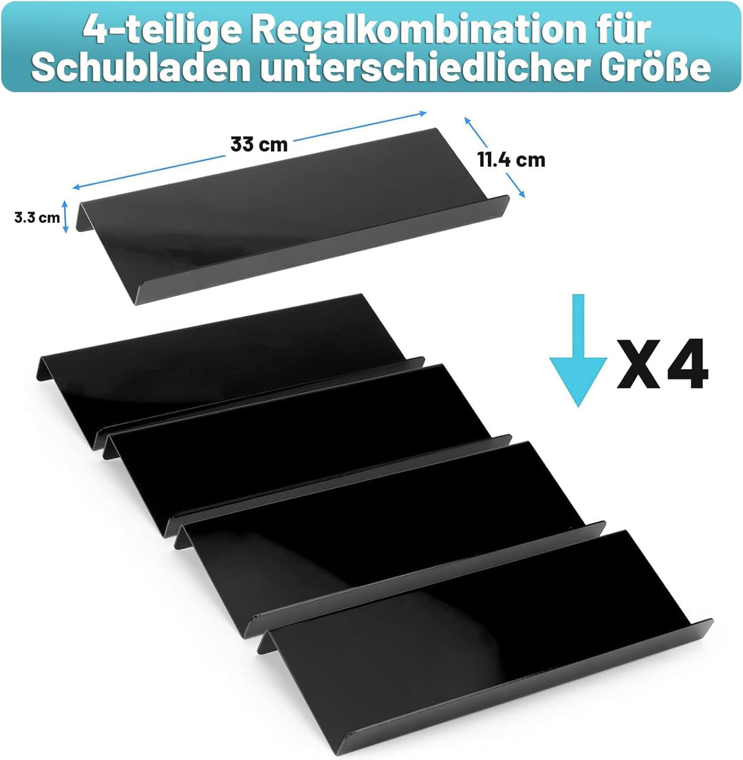 Schwarz Gewürzschubladen-Organizer mit 28 Gewürzgläsern, 348 Etiketten, Sieb- und Giessdeckeln mit l