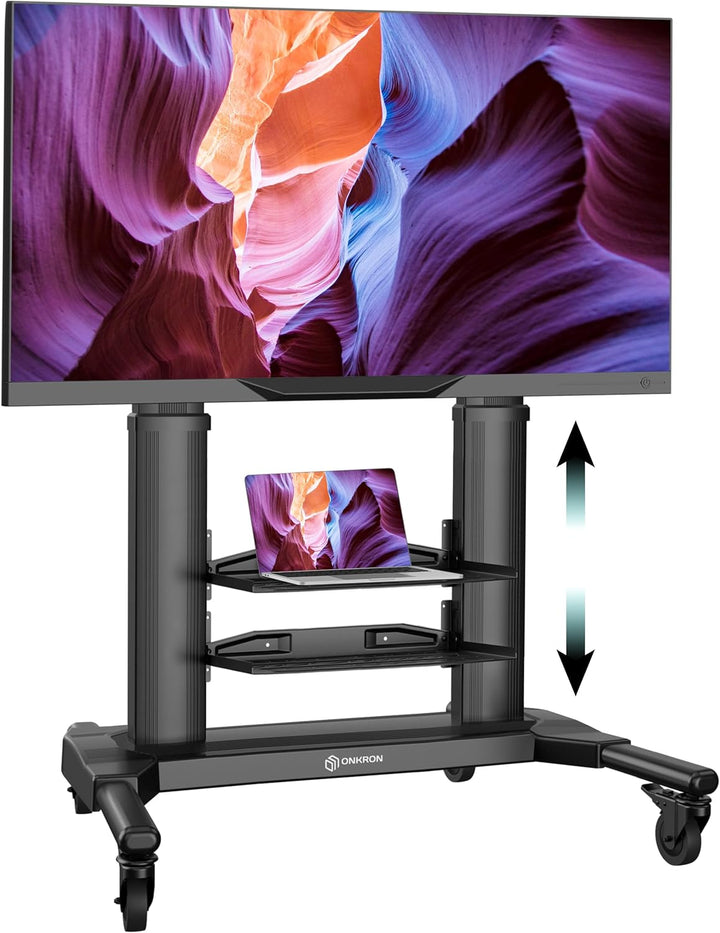 ONKRON TV Standfuss Fernseher aus Aluminium - TV Ständer rollbar & höhenverstellbar 40-80 Zoll LED P