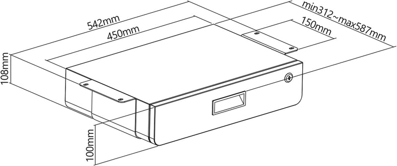 Maclean MC-461 Ergonomische Untertischschublade mit Schlüssel Abschliessbar, Maximale Belastung: 5 k