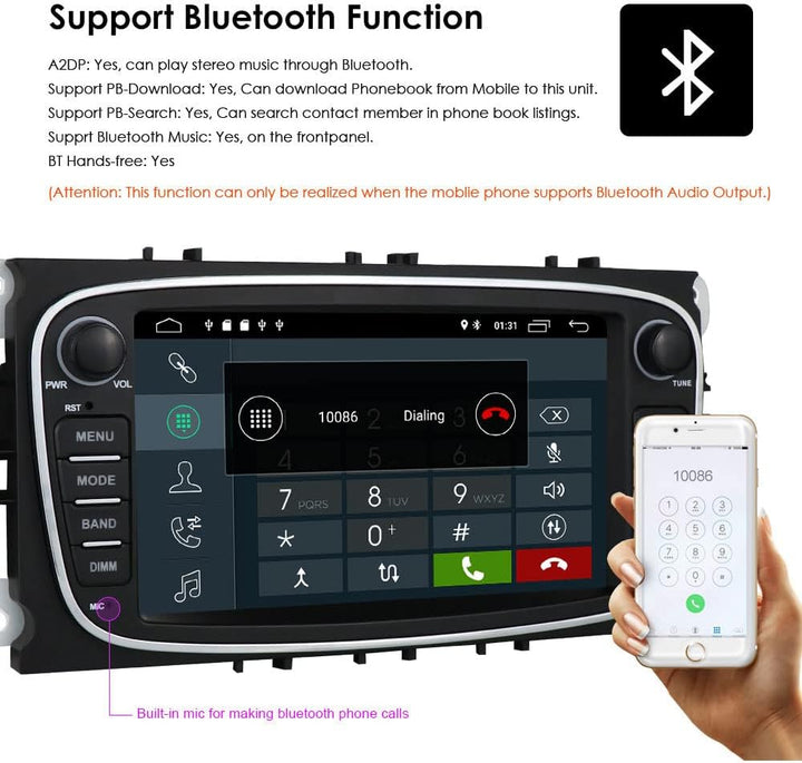 hizpo Android 10 Autoradio Stereo Kopfeinheit 7 Zoll mit Carplay Mirror Link Touchscreen In Dash GPS