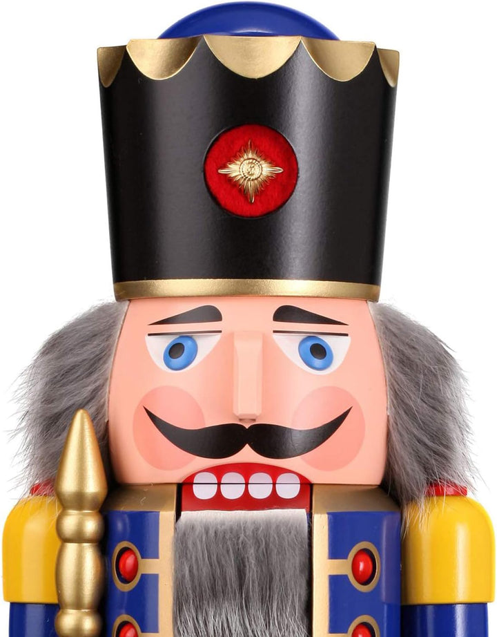 Seiffener Volkskunst Nussknacker Holzfigur Holz König Figur Höhe 50 cm gross (blau), Blau