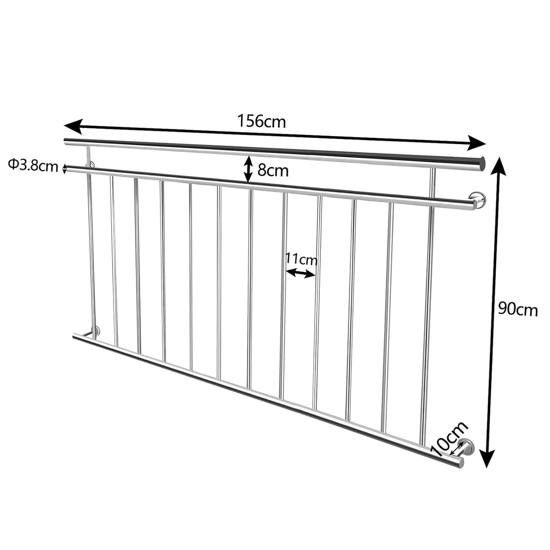NAIZY Französischer Balkon Geländer Edelstahl Balkongeländer 90cm hoch Treppengeländer Terrassengelä