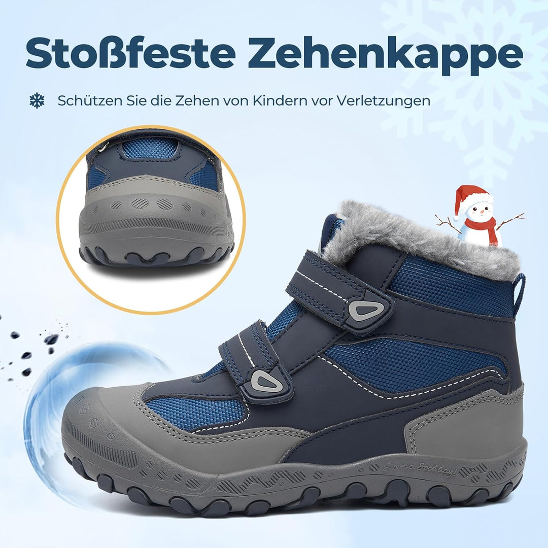 Mishansha Kinder Outdoor Winterschuhe Warm Gefüttert Winterstiefel, Gr.24-38 28 EU Denim Blau, 28 EU