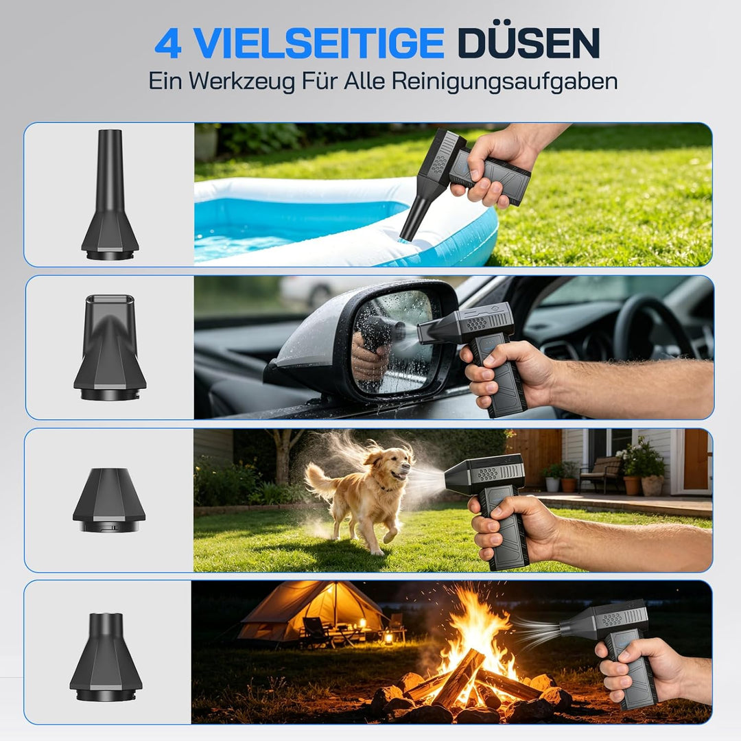 WOLFANG Electric Air Duster-110000RPM Super Power Cordless Air Duster, 3-Gang Mini-Gebläse Elektrisc