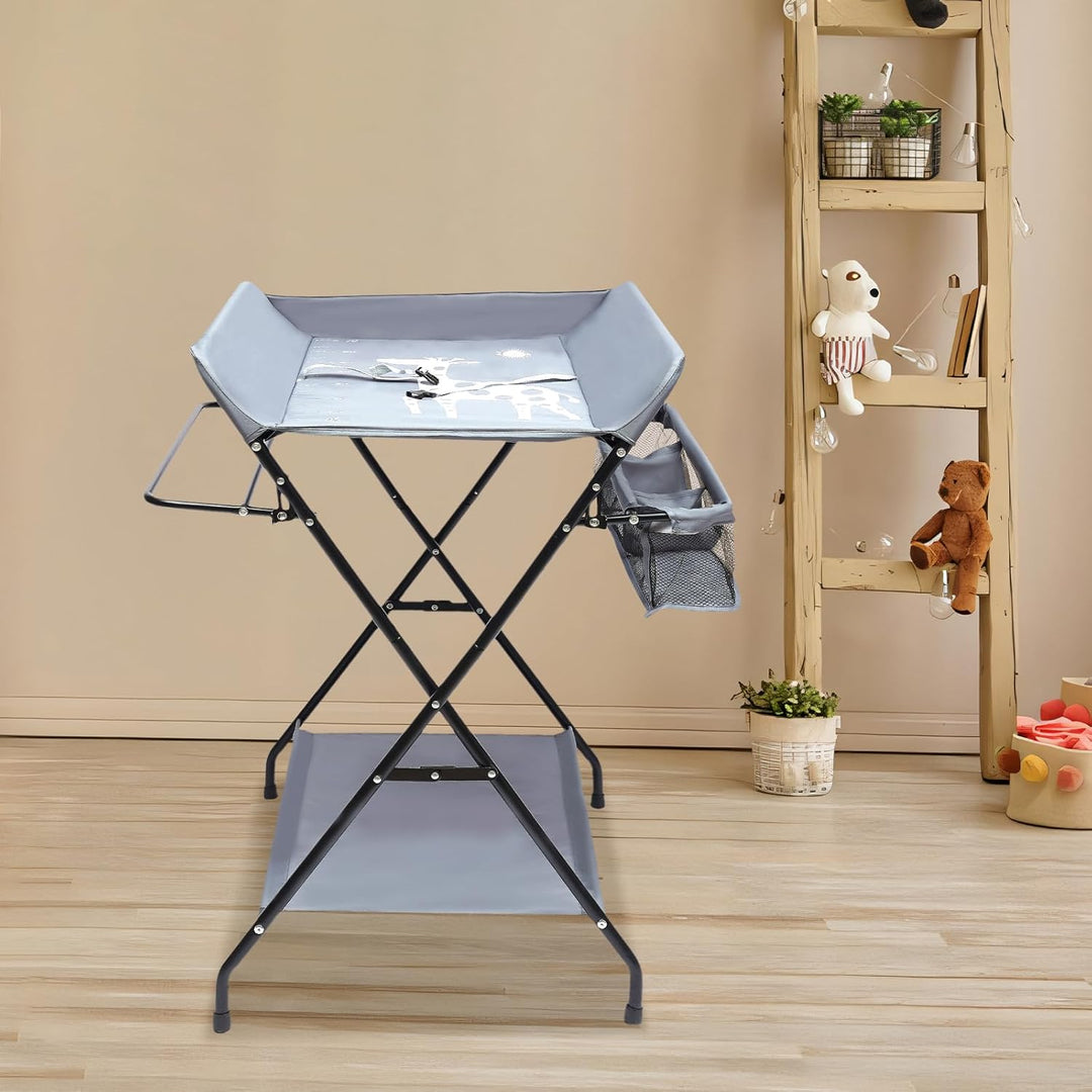 Baby Wickelkombi, Mobiler Wickeltisch Klappbar Wickelkommode Wickeltisch mit Wickelauflage Sicherhei