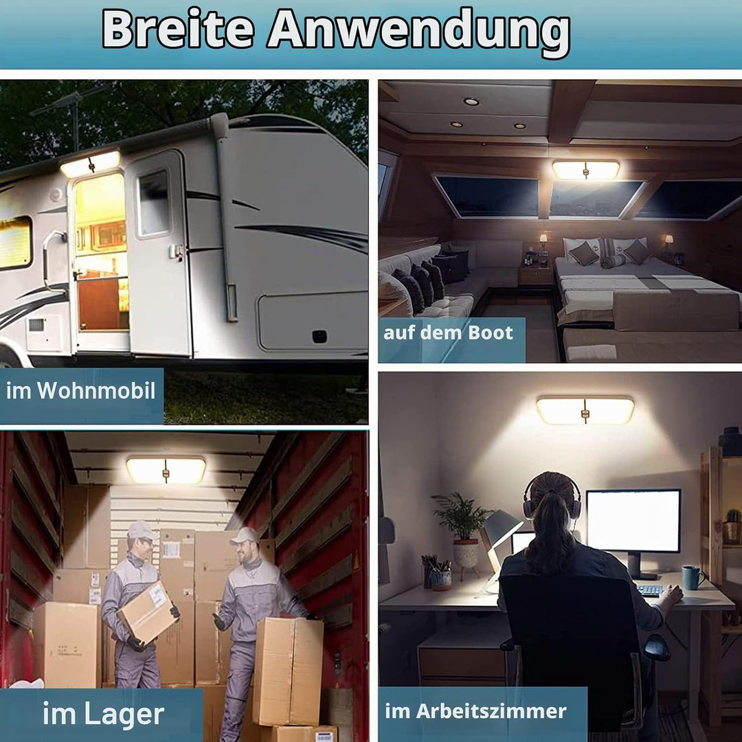 Intckwan 12 Volt Led Lampen Wohnmobil, 204LEDs, 15W, Dimmbar Dach Wohnmobilbeleuchtung mit Speichers