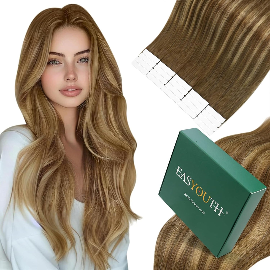 Easyouth Tape in Extension Echthaar Ombre Tape in Haarverlangerung Remy Echthaar Tape in Extensions