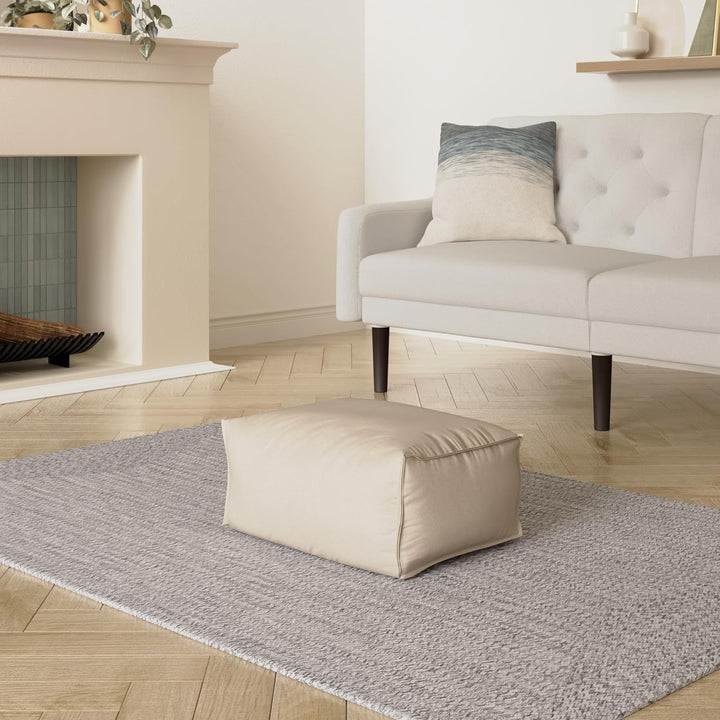 mokebo® Outdoor Pouf o. Hocker 60x45cm in Beige für Balkon & Garten 'Der Ruhepouf' Bodenkissen eckig