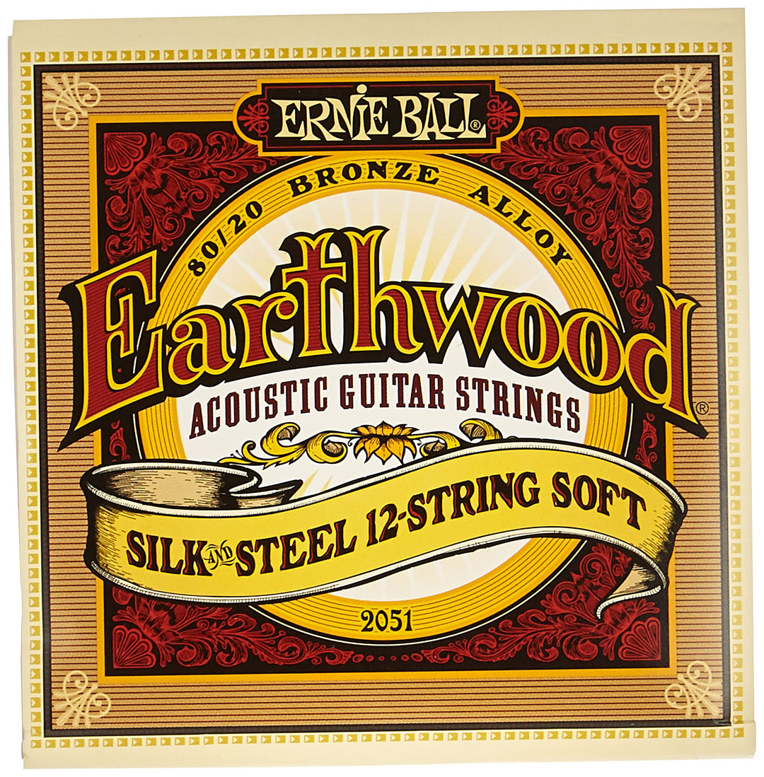 Ernie Ball Earthwood Silk & Steel Soft Akustik-Gitarrensaiten, 12-Saiter, 80/20-Bronze, Stärke 9–46