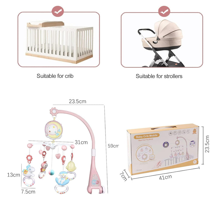 Baby Mobile Babybett mit Musik und Lichtern, AolKee 360 ° Mobile Baby für bett mit Ferngesteuerter,
