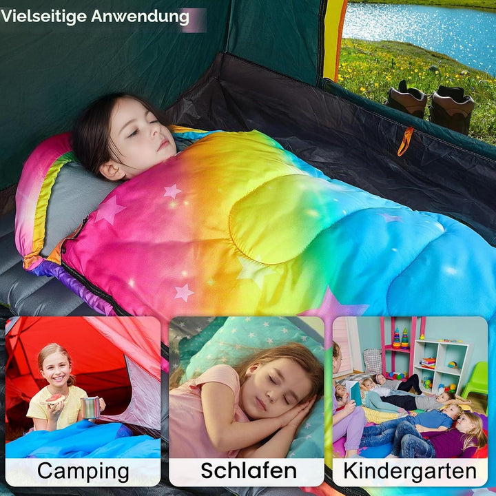 MHJY Shlafsack Camping für Jungen und Mädchen, Schlafsack Kinder ideal für Outdoor Camping Wandern B