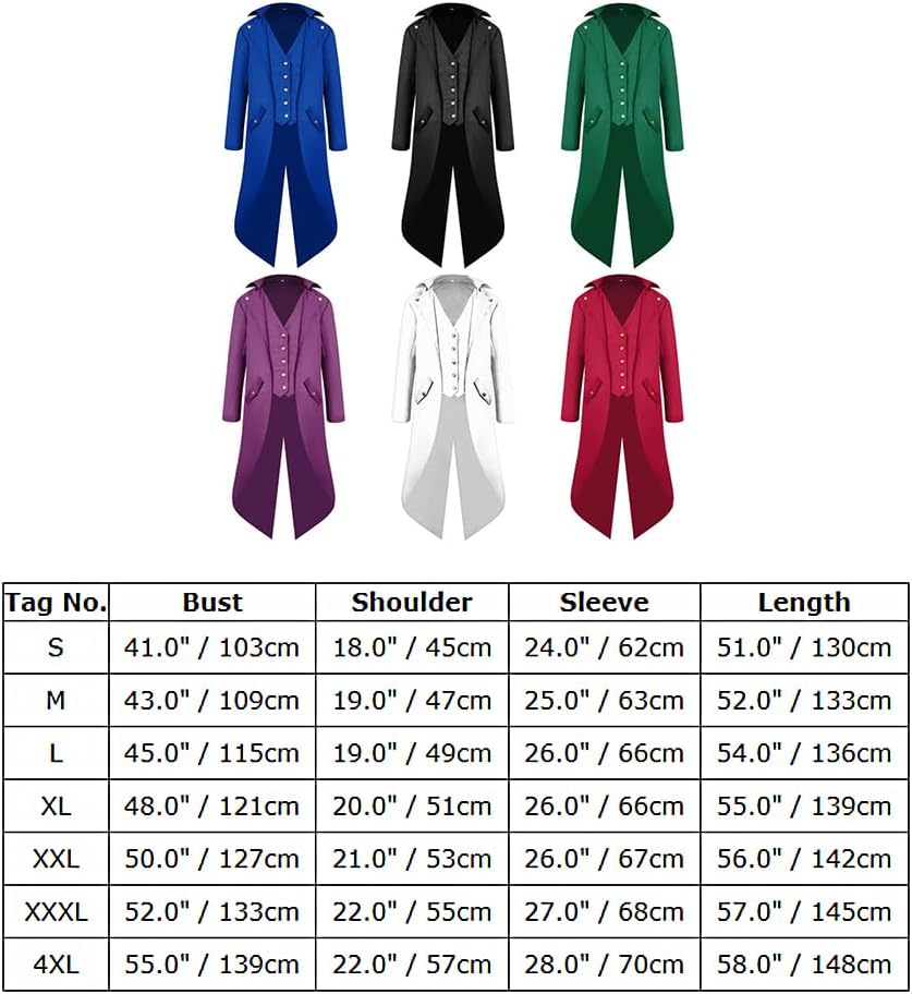FYMNSI Herren Gothic Steampunk Frack Mantel Männer Mittelalter Viktorianischen Jacke Für Karneval Fa