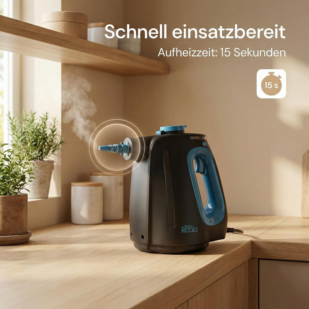 2-in-1 Dampfreiniger – 15 Sek. Aufheizzeit – 30 Min. Dauerbetrieb – Inkl. 12 Zubehörteilen &amp; 3 Duftm