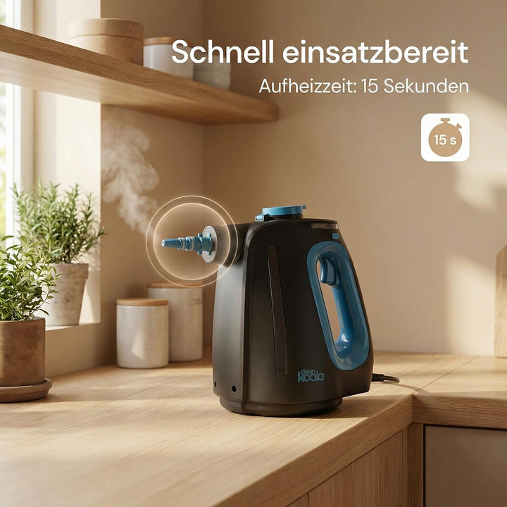 2-in-1 Dampfreiniger – 15 Sek. Aufheizzeit – 30 Min. Dauerbetrieb – Inkl. 12 Zubehörteilen &amp; 3 Duftm