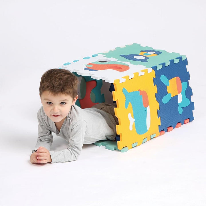 LUDI — Teppich mit Tiermotiv — Riesenpuzzle — 9 Schaumstofffliesen — ab 10 Monaten — Awakening Baby