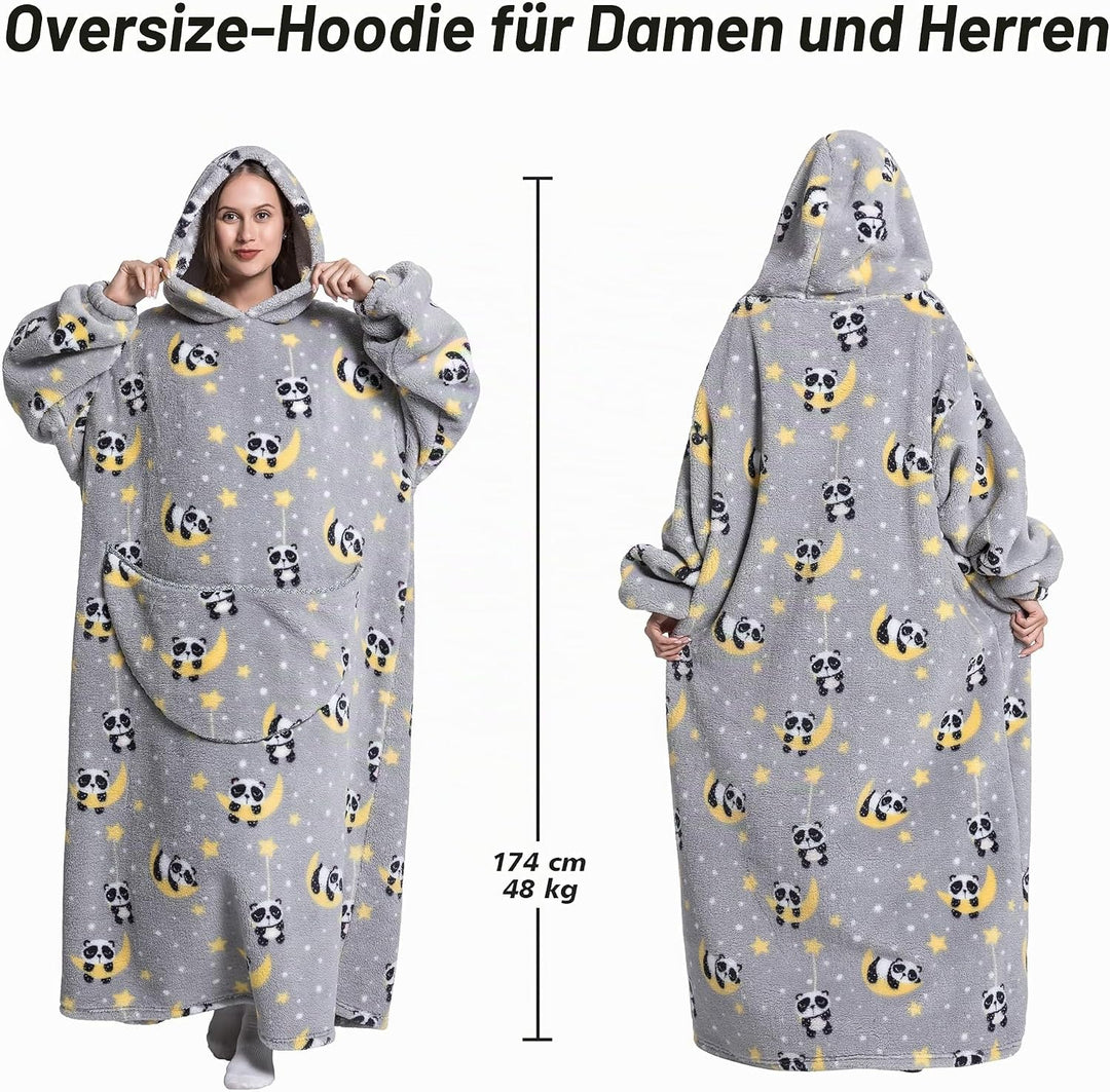 Lange Hoodie Decke mit Ärmeln für Damen &amp; Erwachsene - Kuscheldecke mit Ärmeln - Weiche &amp; Warme Deck