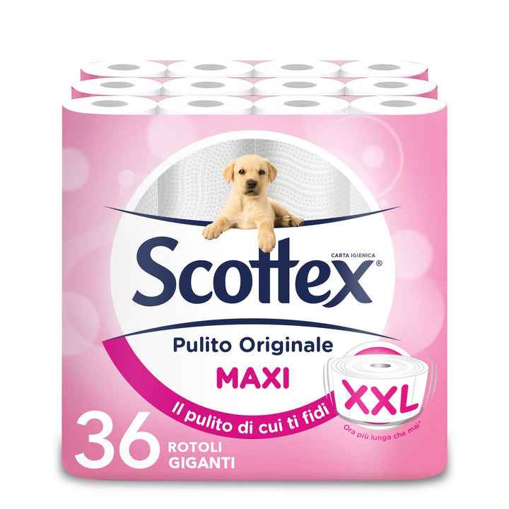 Scottex Pulito Gigante Toilettenpapier, 36 Maxi-Rollen, 500 Risse 36 Maxi Rollen, 36 Maxi Rollen