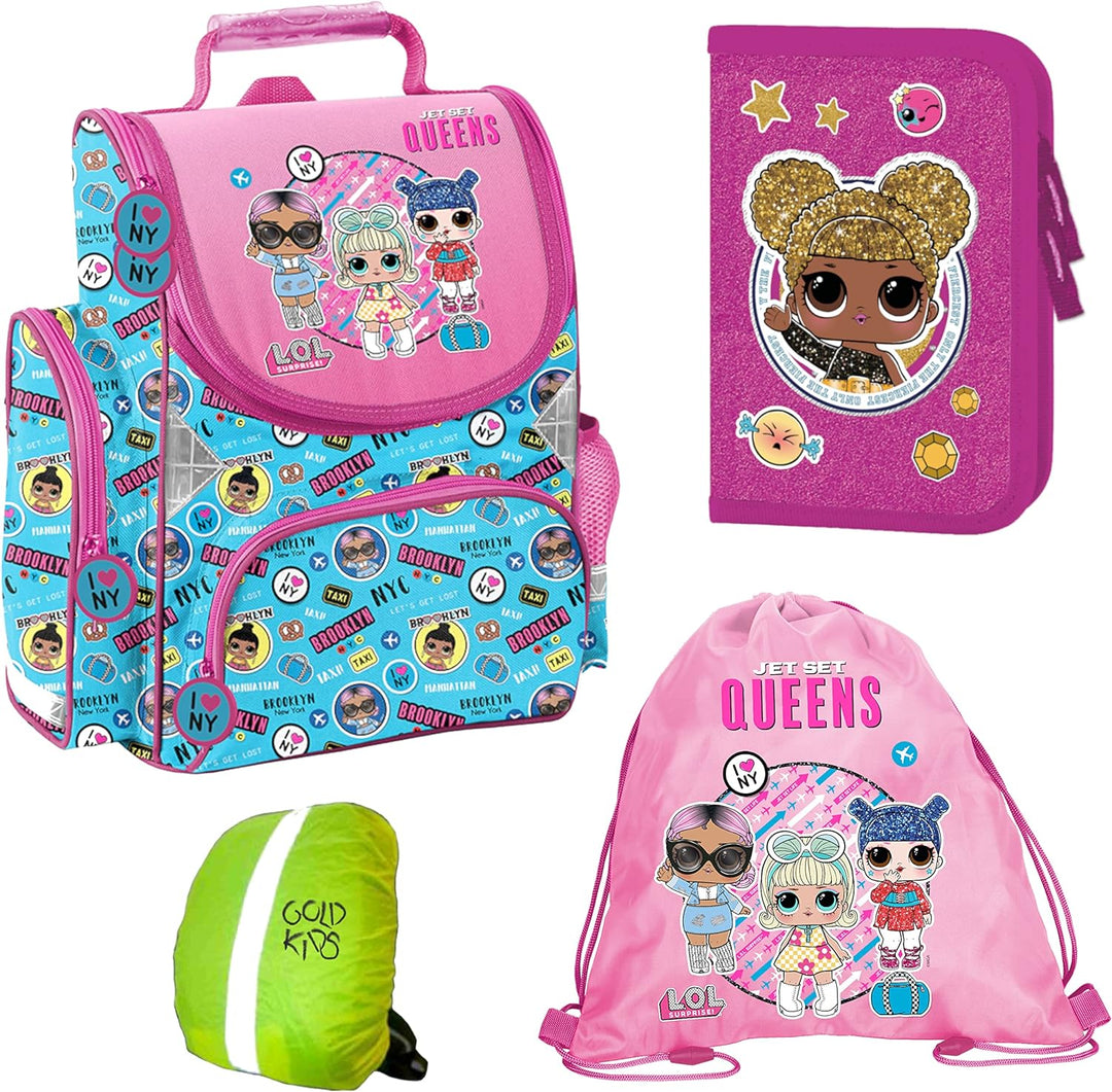 Goldkids L.O.L Surprise LOL Schulranzen Set ergonomischer Ranzen Tornister Federmappe Turnbeutel Reg