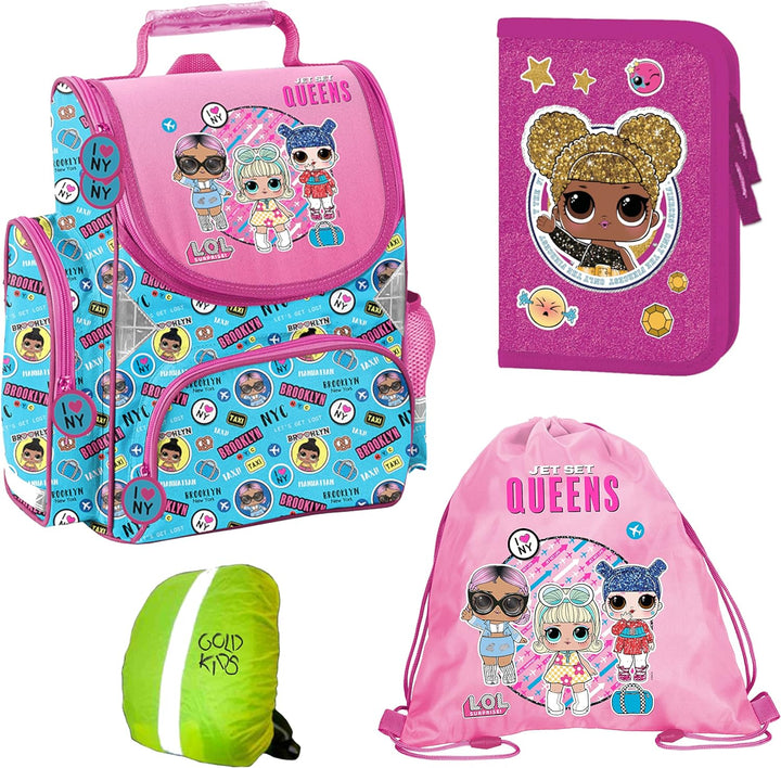 Goldkids L.O.L Surprise LOL Schulranzen Set ergonomischer Ranzen Tornister Federmappe Turnbeutel Reg