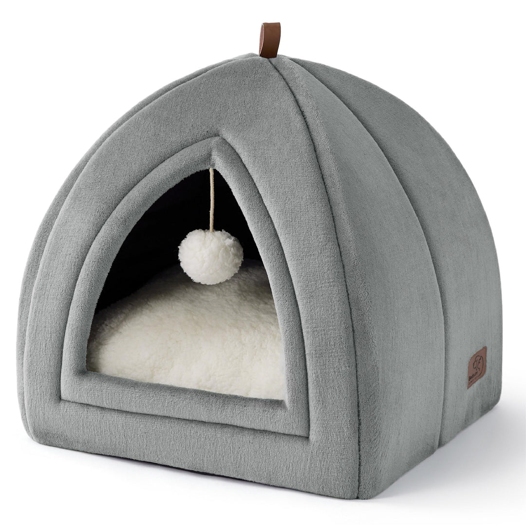 BEDSURE Katzenhöhle Katzen Grau - Faltbare Katzenbett mit waschbaren Kissen, Katzenzelt für Kätzchen