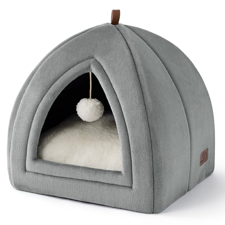 BEDSURE Katzenhöhle Katzen Grau - Faltbare Katzenbett mit waschbaren Kissen, Katzenzelt für Kätzchen