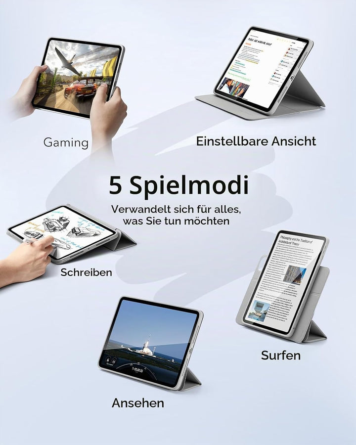 ESR für iPad Pro 11 Zoll Hülle M4 (2024) mit Stifthalter, Abnehmbarer Magnetabdeckung, vertikalem St