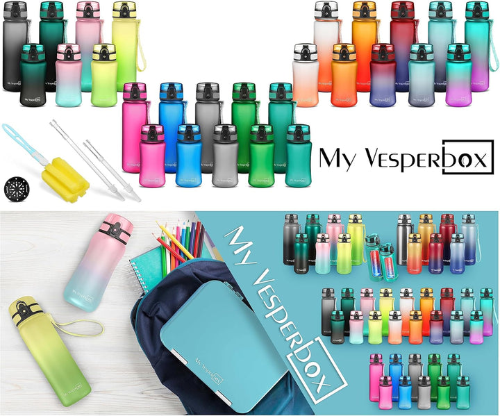 My Vesperbox – Minny - Kinder Trinkflasche auslaufsicher – 350ml, 500ml, 750ml – mit Strohhalm oder