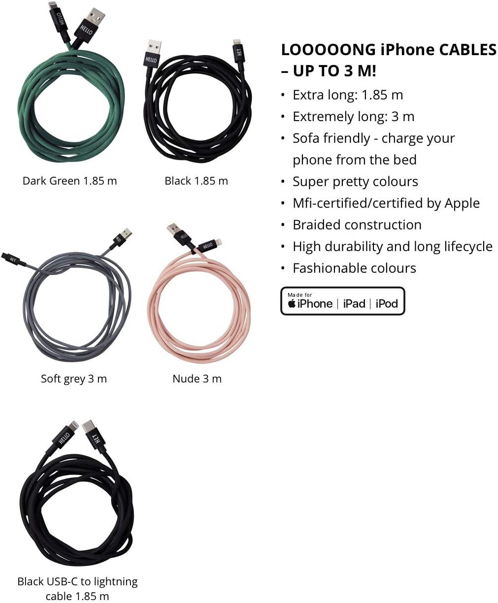 Design Letters USB-C to lightning kabel, Kompatibel mit Macbook Laptop und iPad Pro Ladegerät von 20