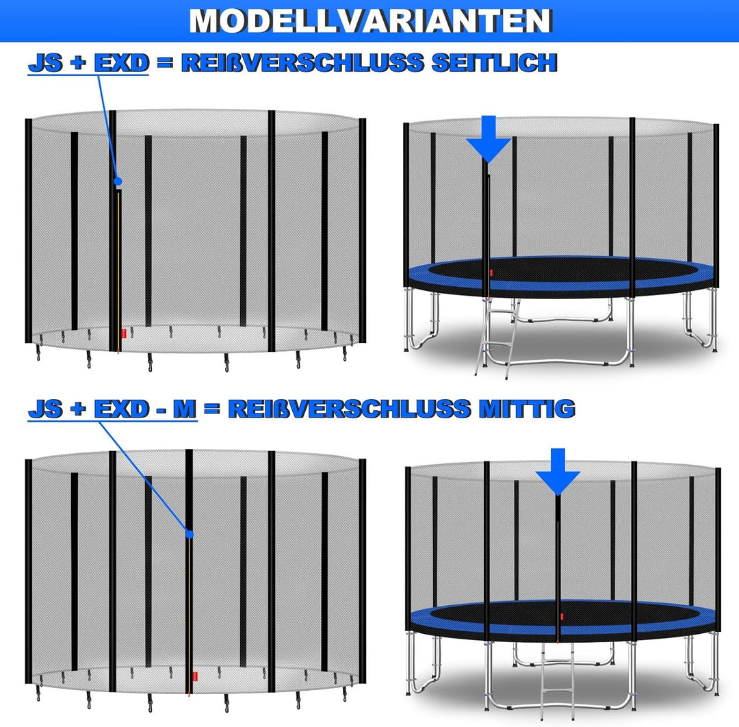 Baunsal® Trampolin Sicherheitsnetz Ø 183 185 244 250 275 277 300 305 335 337 366 370 396 400 427 430