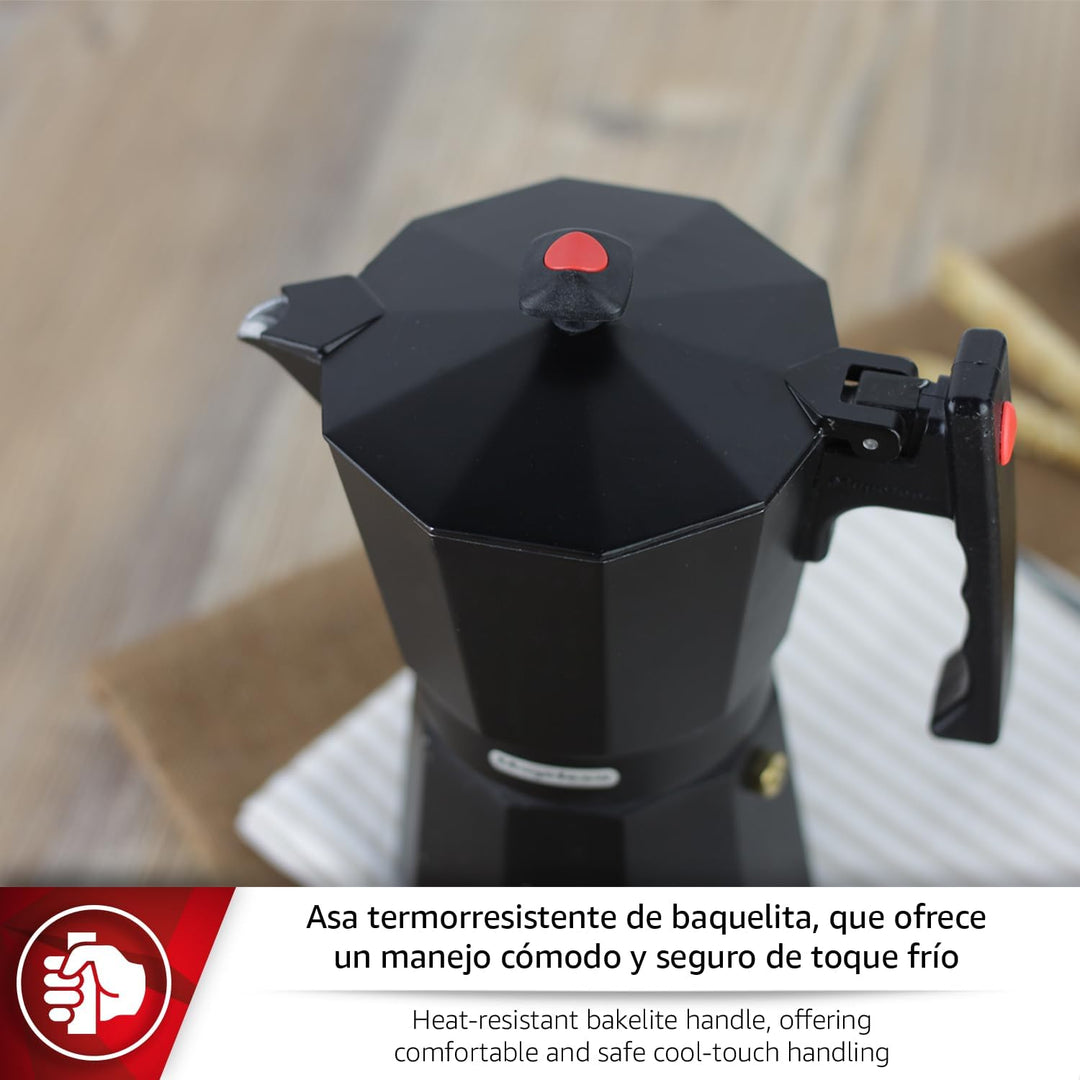 Magefesa Colombia Noir - Espressokocher für 12 Tassen, 600 ml, Extra Dickes Aluminium, für alle Herd